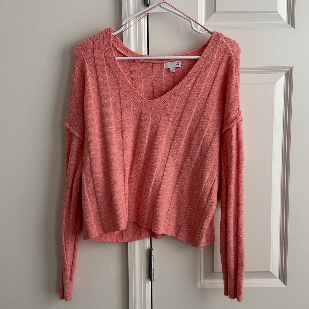 SO Women's V-Neck Sweater - Coral